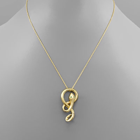 CZ Green Eye Snake Necklace